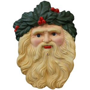 Vintage Motion-Activated Santa Claus Face Wall Door Hanger Musical Holiday Decor